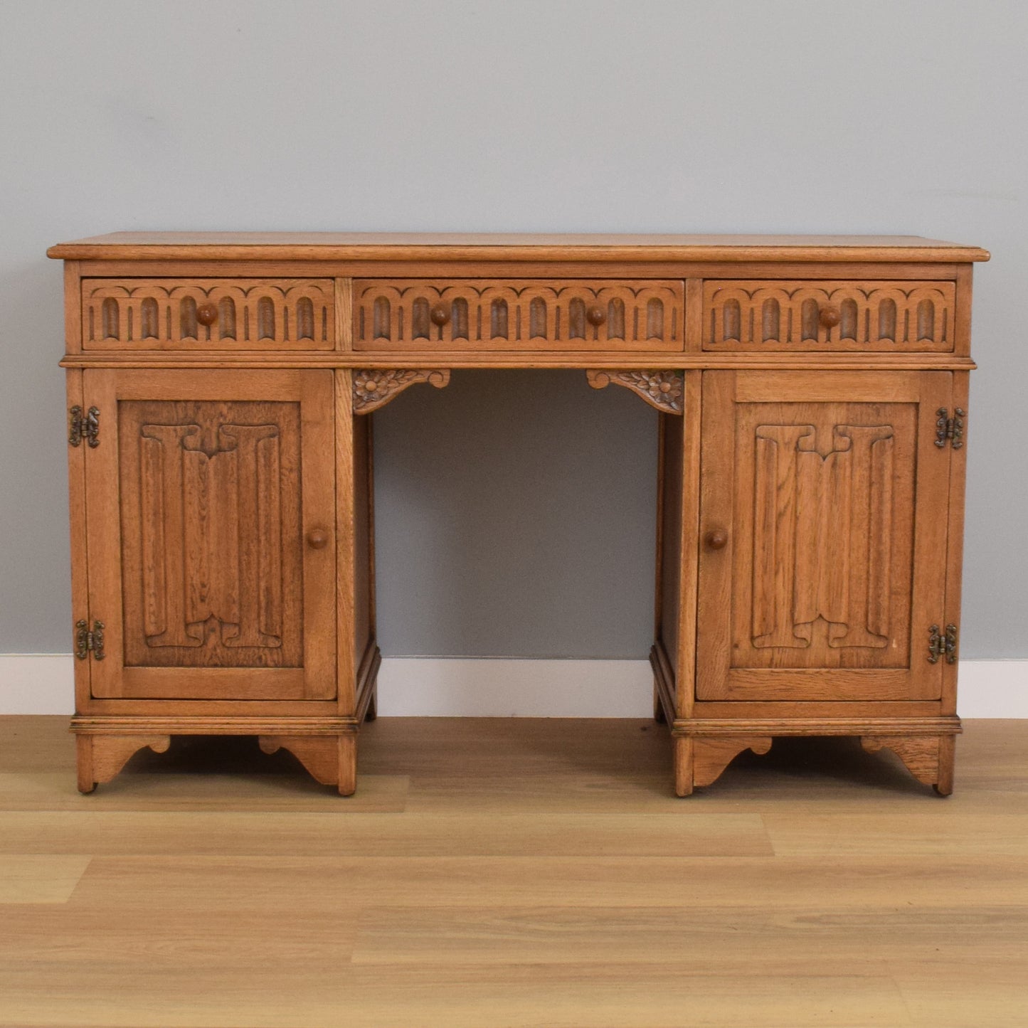 Restored Oak Linenfold Desk