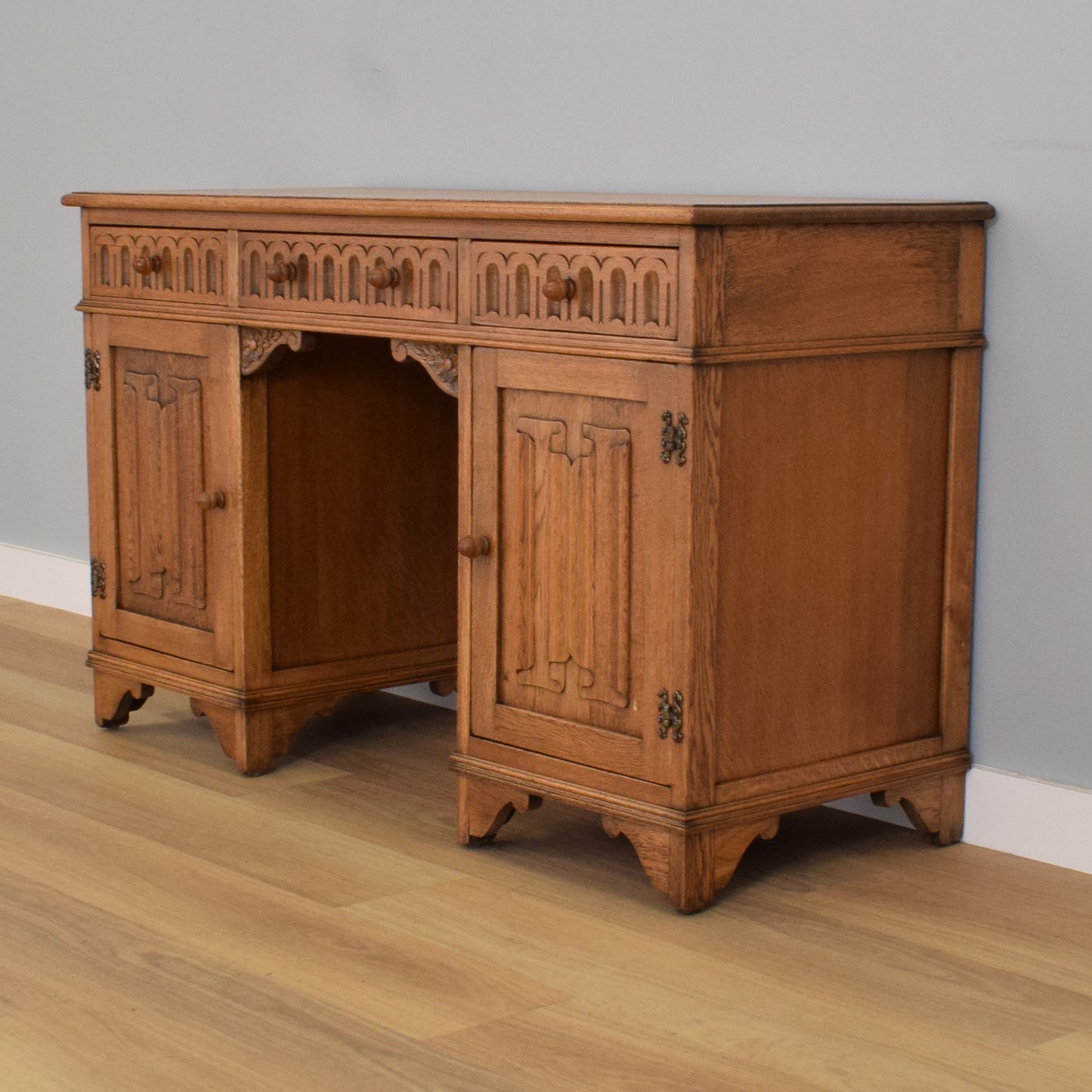 Restored Oak Linenfold Desk