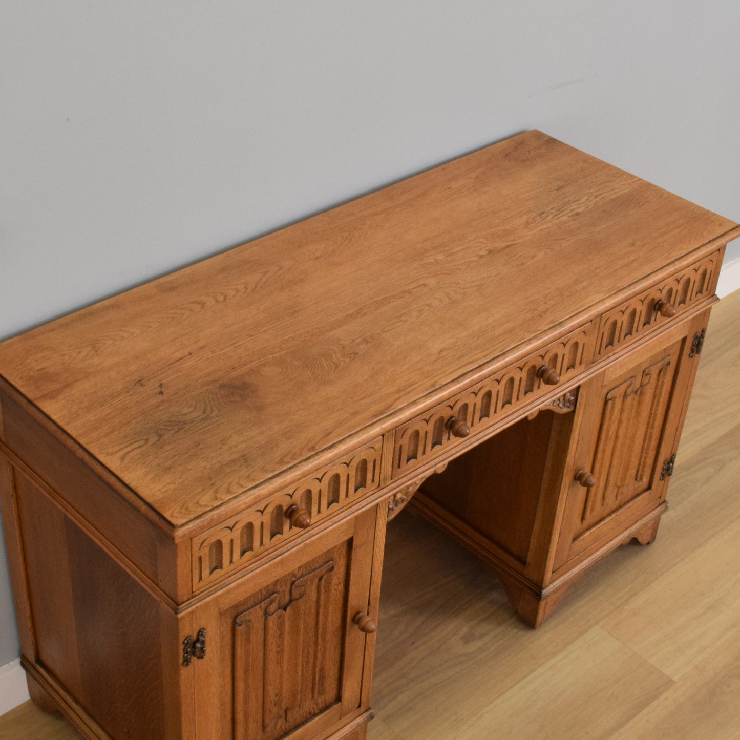 Restored Oak Linenfold Desk