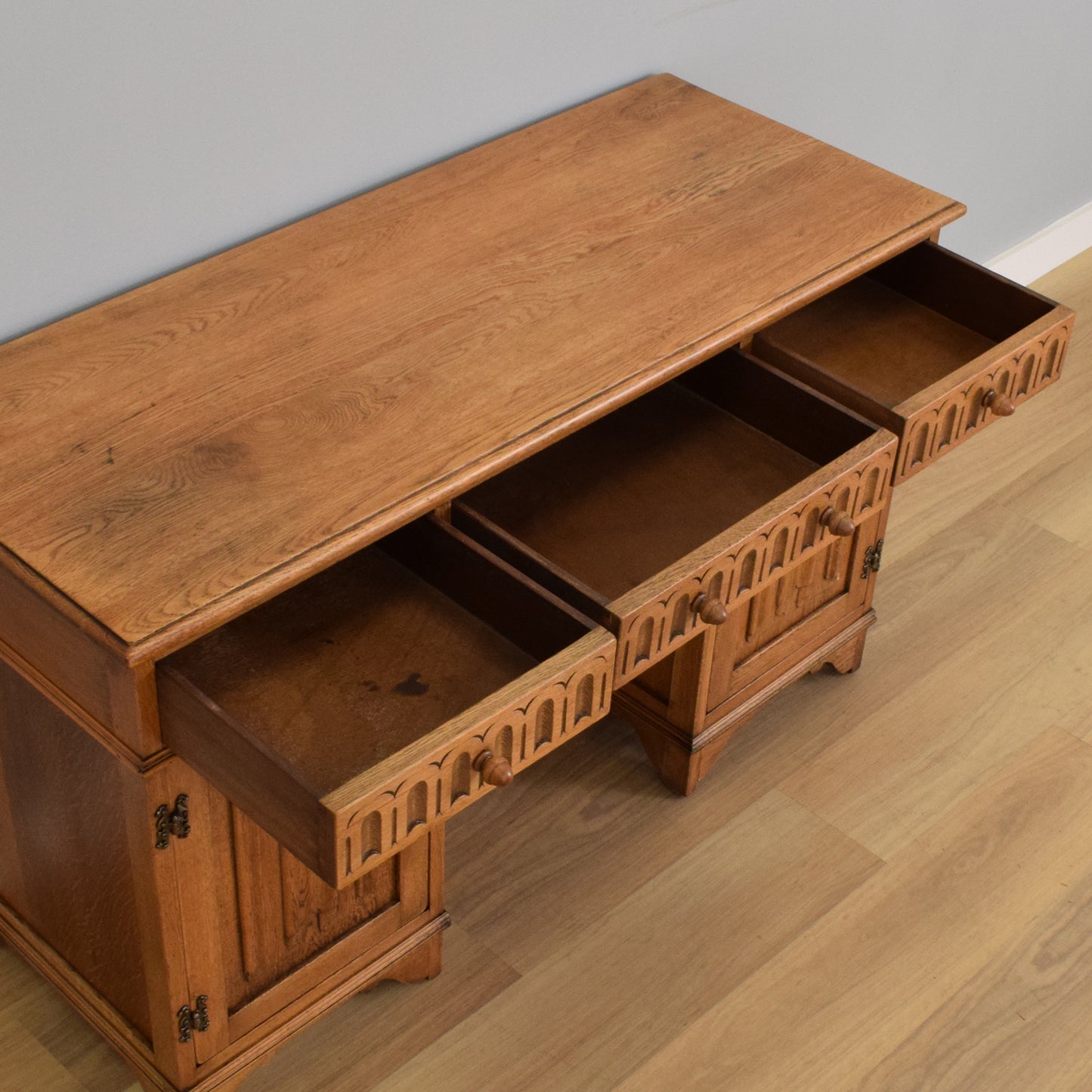 Restored Oak Linenfold Desk