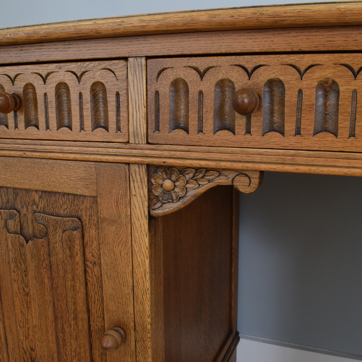 Restored Oak Linenfold Desk