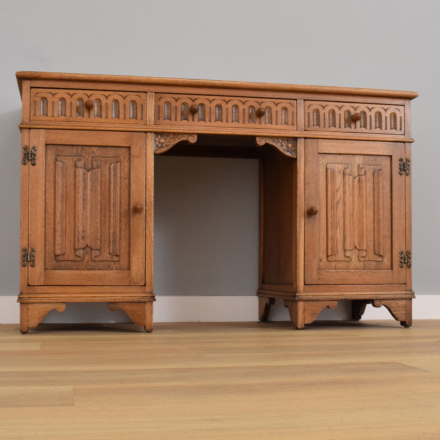 Restored Oak Linenfold Desk