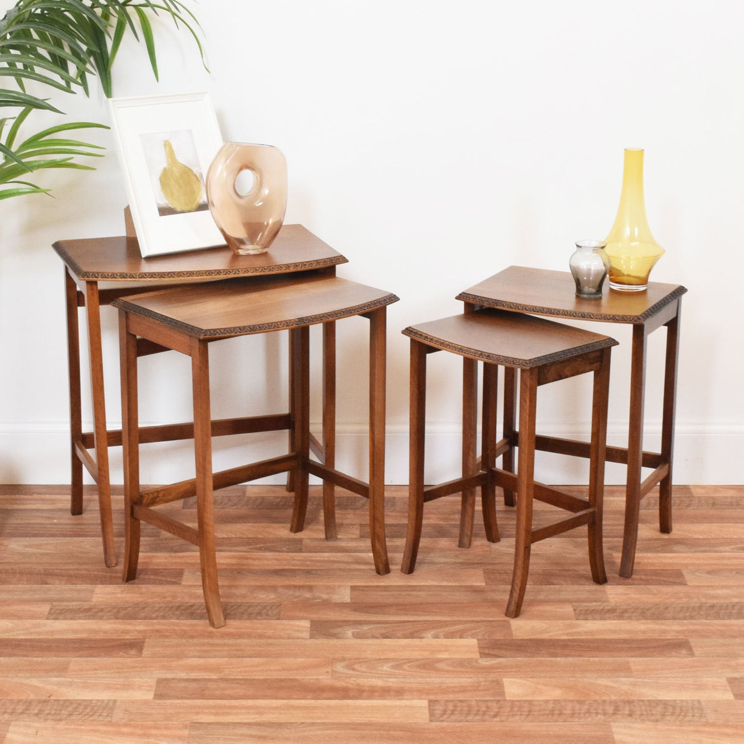 Carved Mahogany Nest of Four Tables