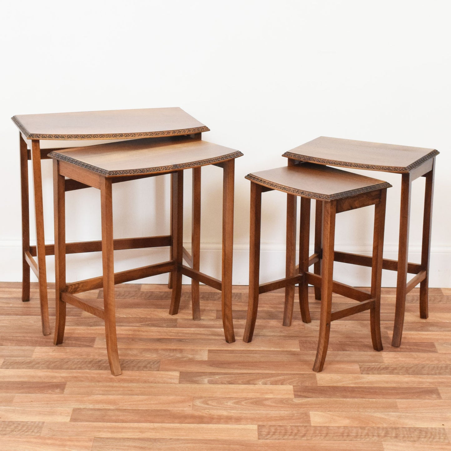 Carved Mahogany Nest of Four Tables