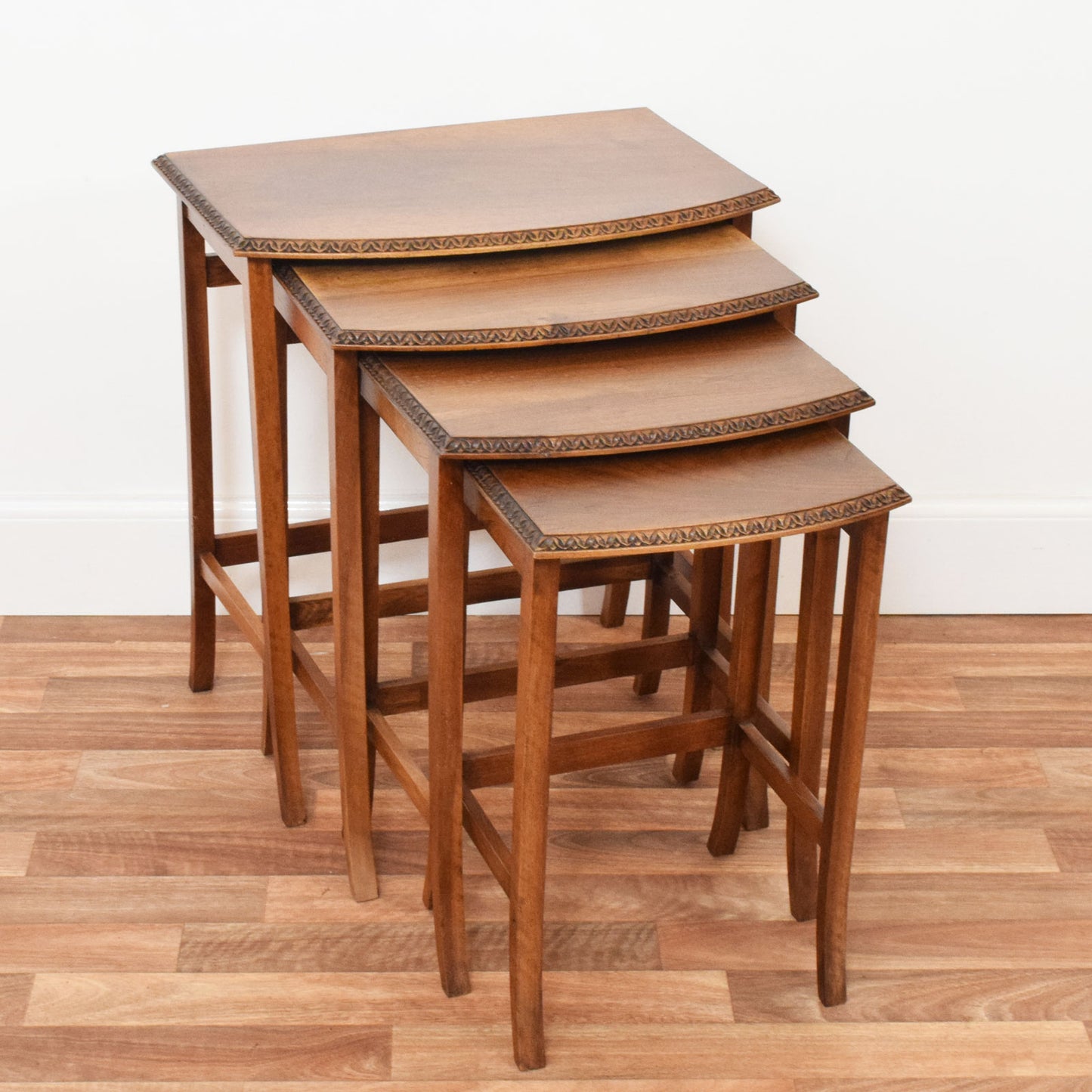 Carved Mahogany Nest of Four Tables