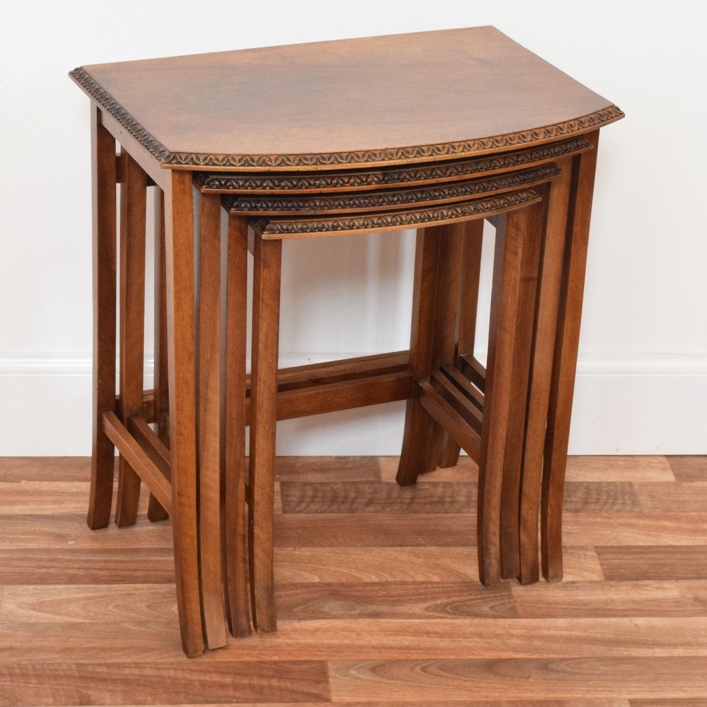 Carved Mahogany Nest of Four Tables