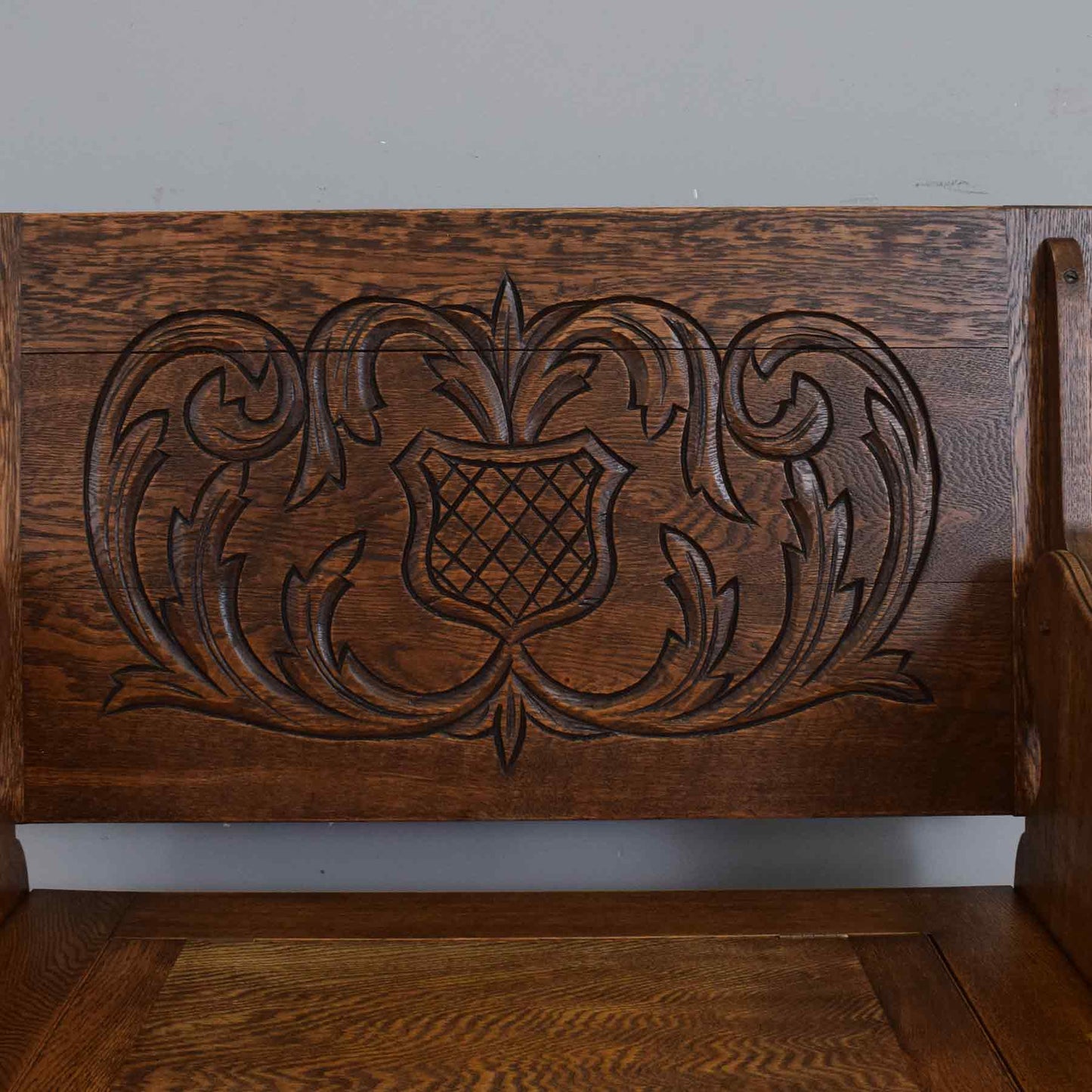 Carved Oak Monks Bench