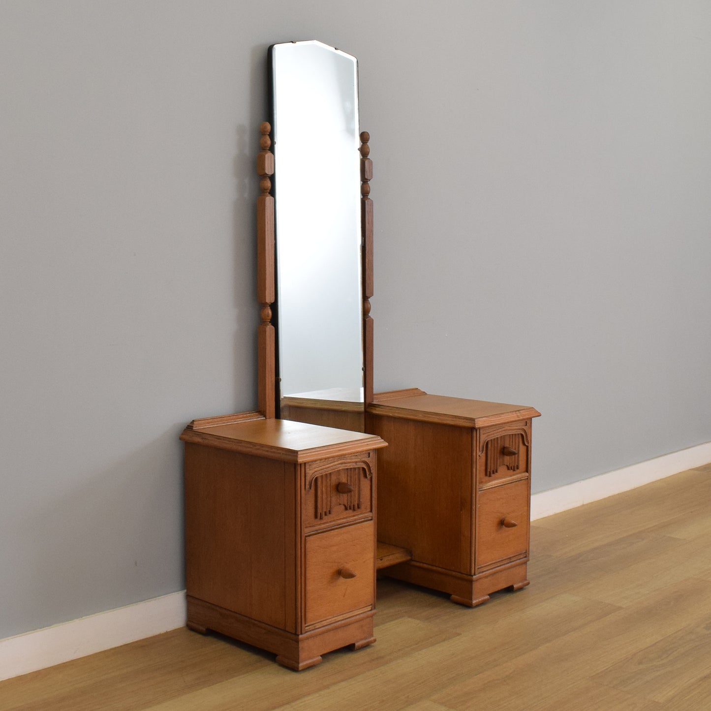 Restored Oak-Veneer Dressing Table