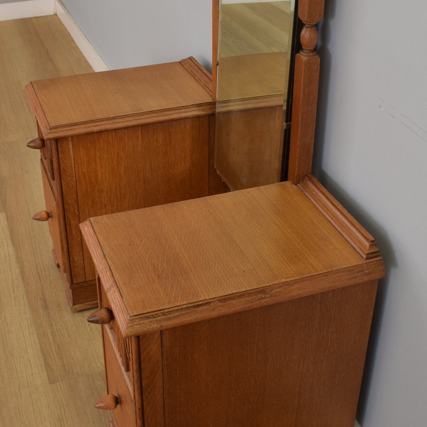 Restored Oak-Veneer Dressing Table