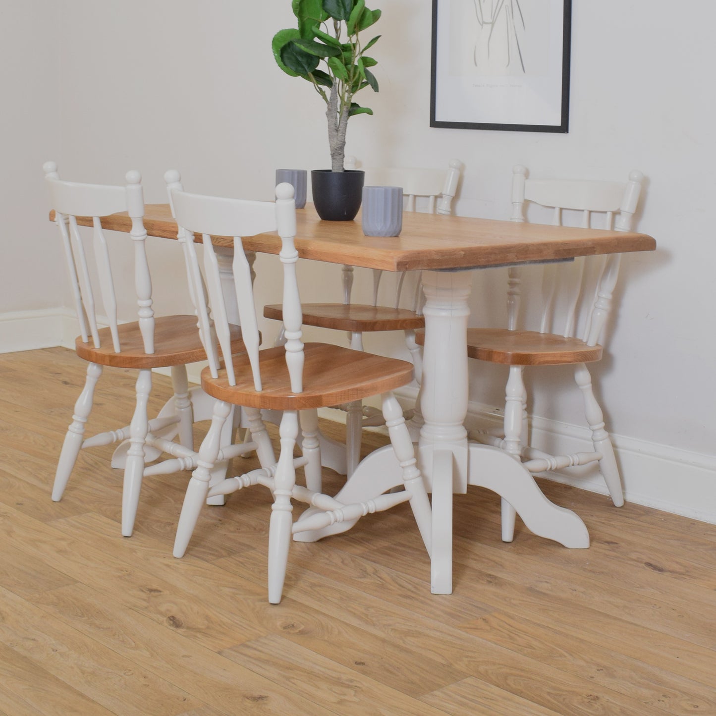 Painted Table And Four Chairs