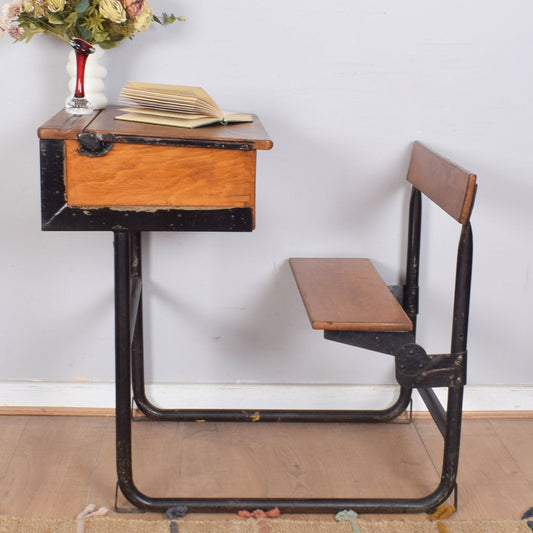 Antique School Desk with Seat