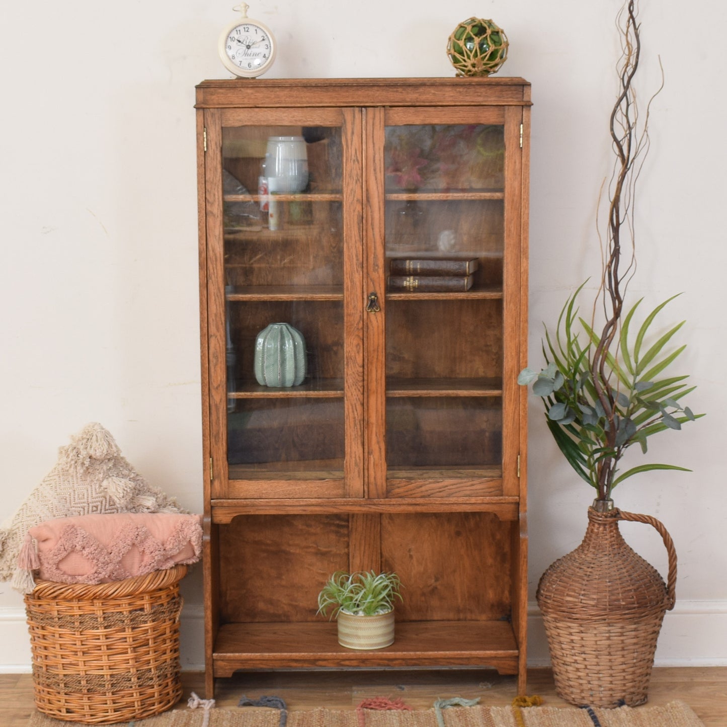 Glazed Oak Display Cabinet