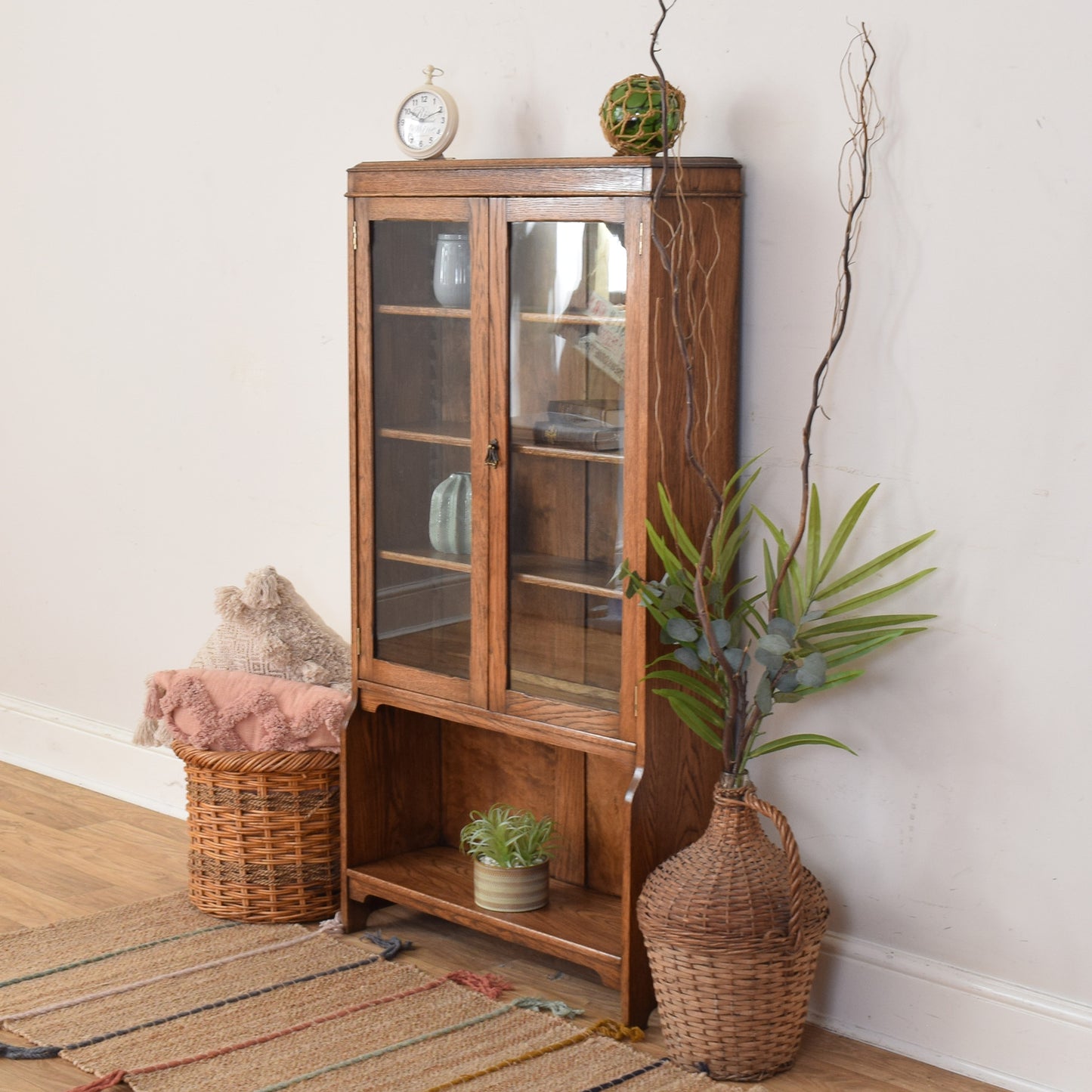 Glazed Oak Display Cabinet