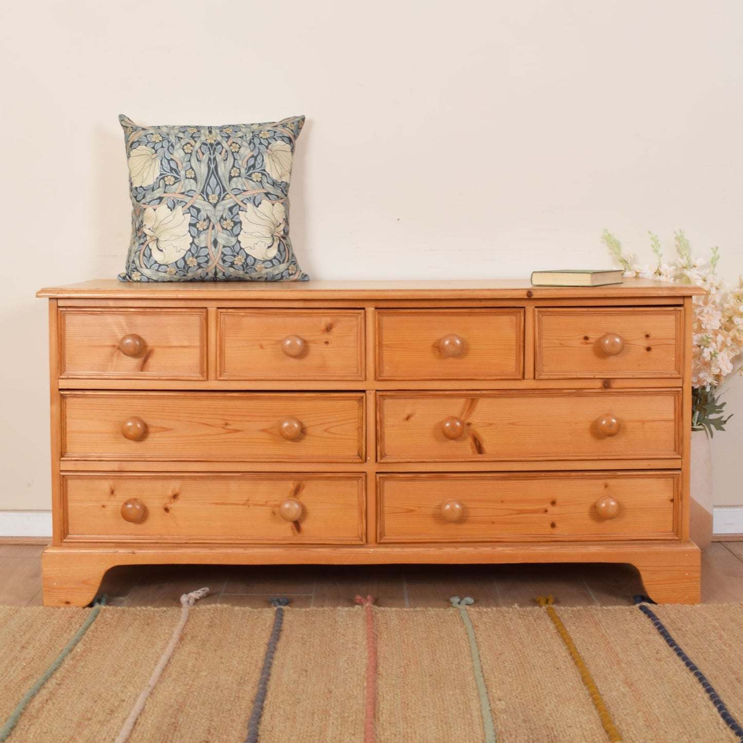 Large Low Pine Chest of Drawers