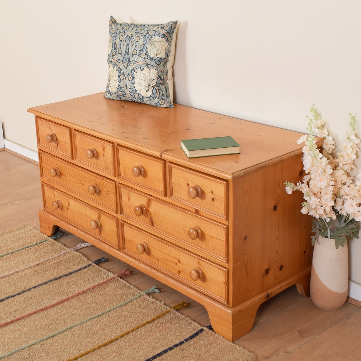 Large Low Pine Chest of Drawers