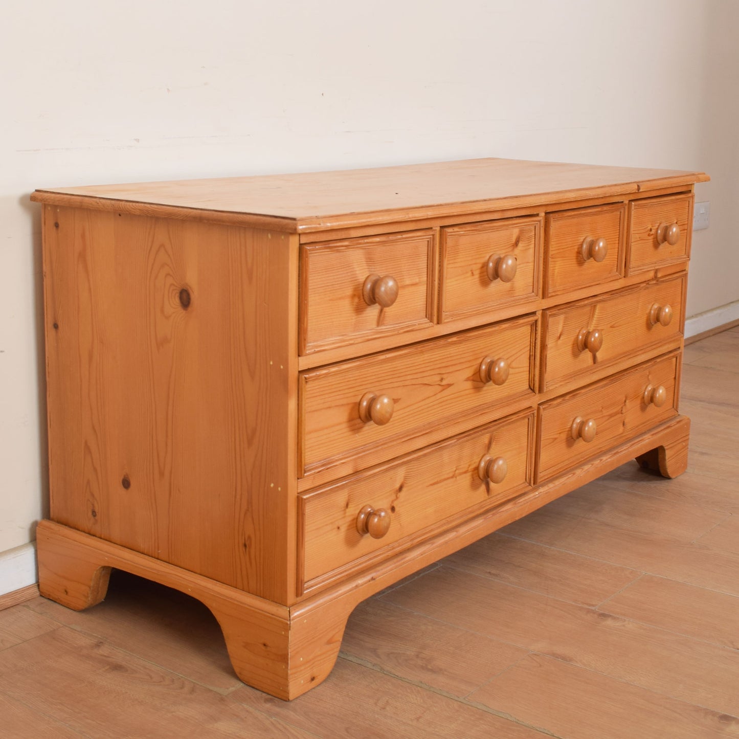 Large Low Pine Chest of Drawers