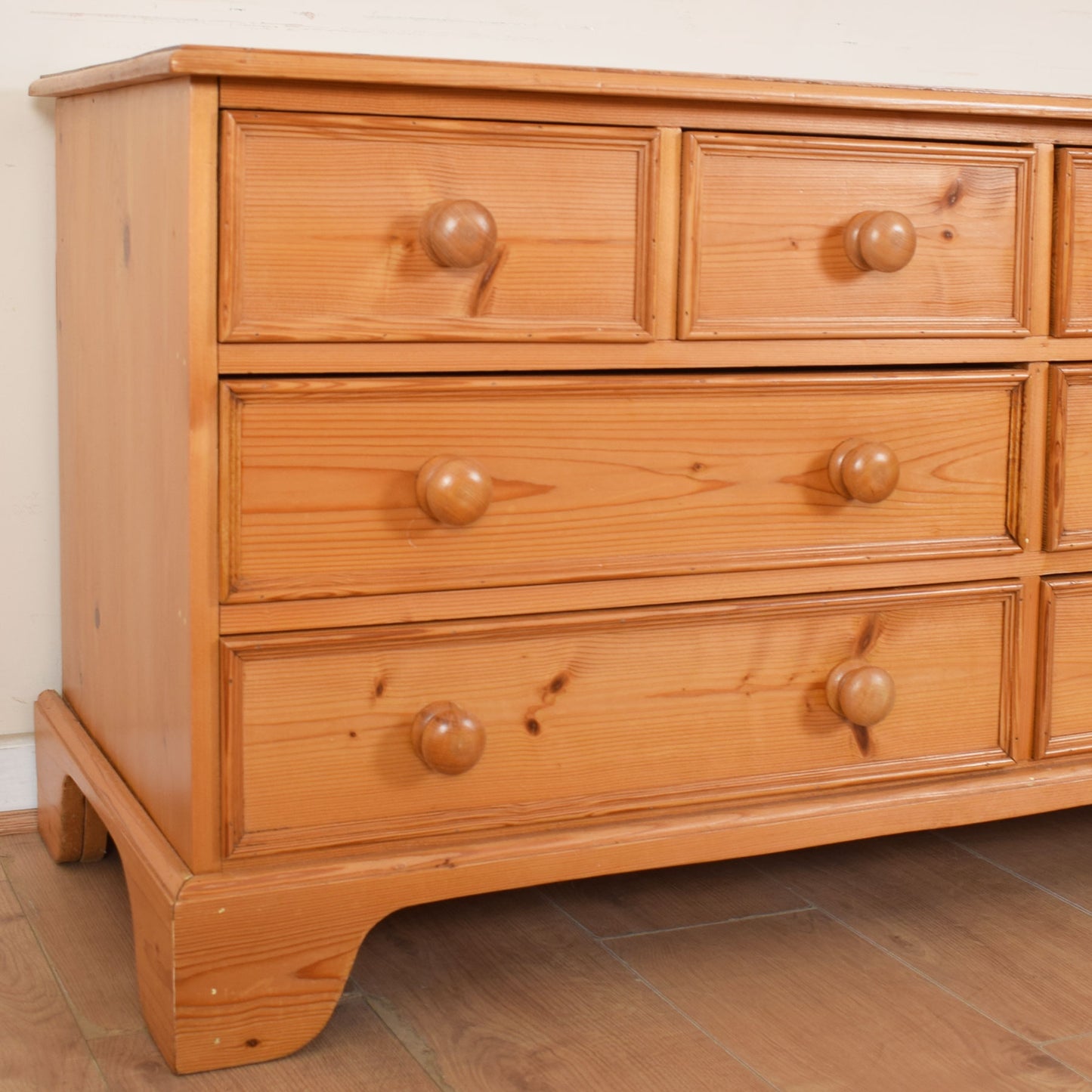 Large Low Pine Chest of Drawers