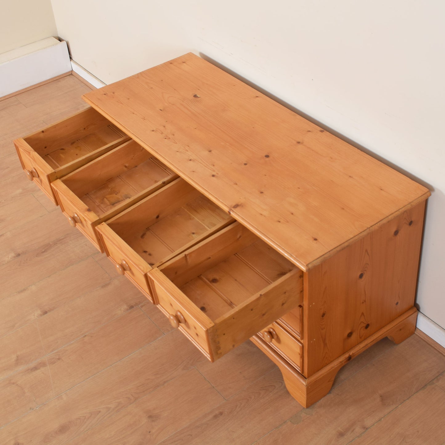 Large Low Pine Chest of Drawers
