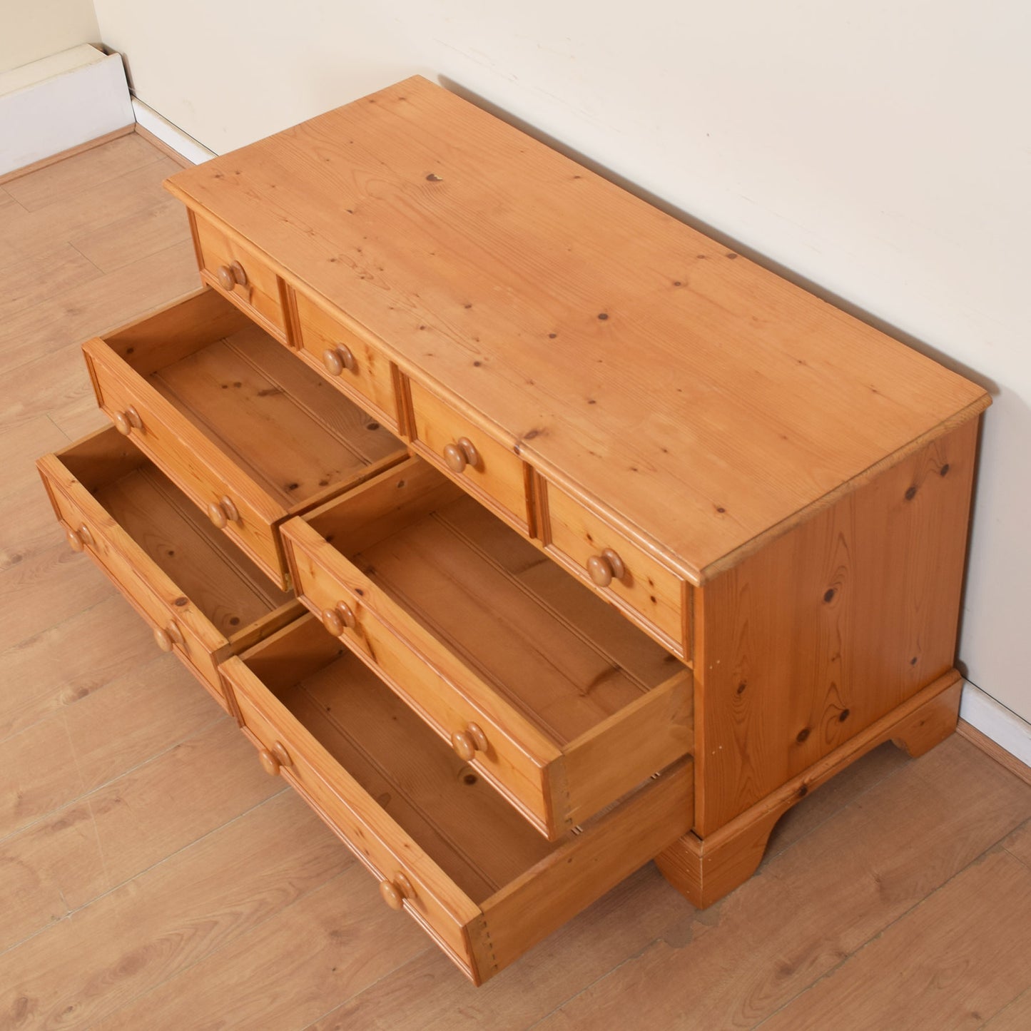 Large Low Pine Chest of Drawers