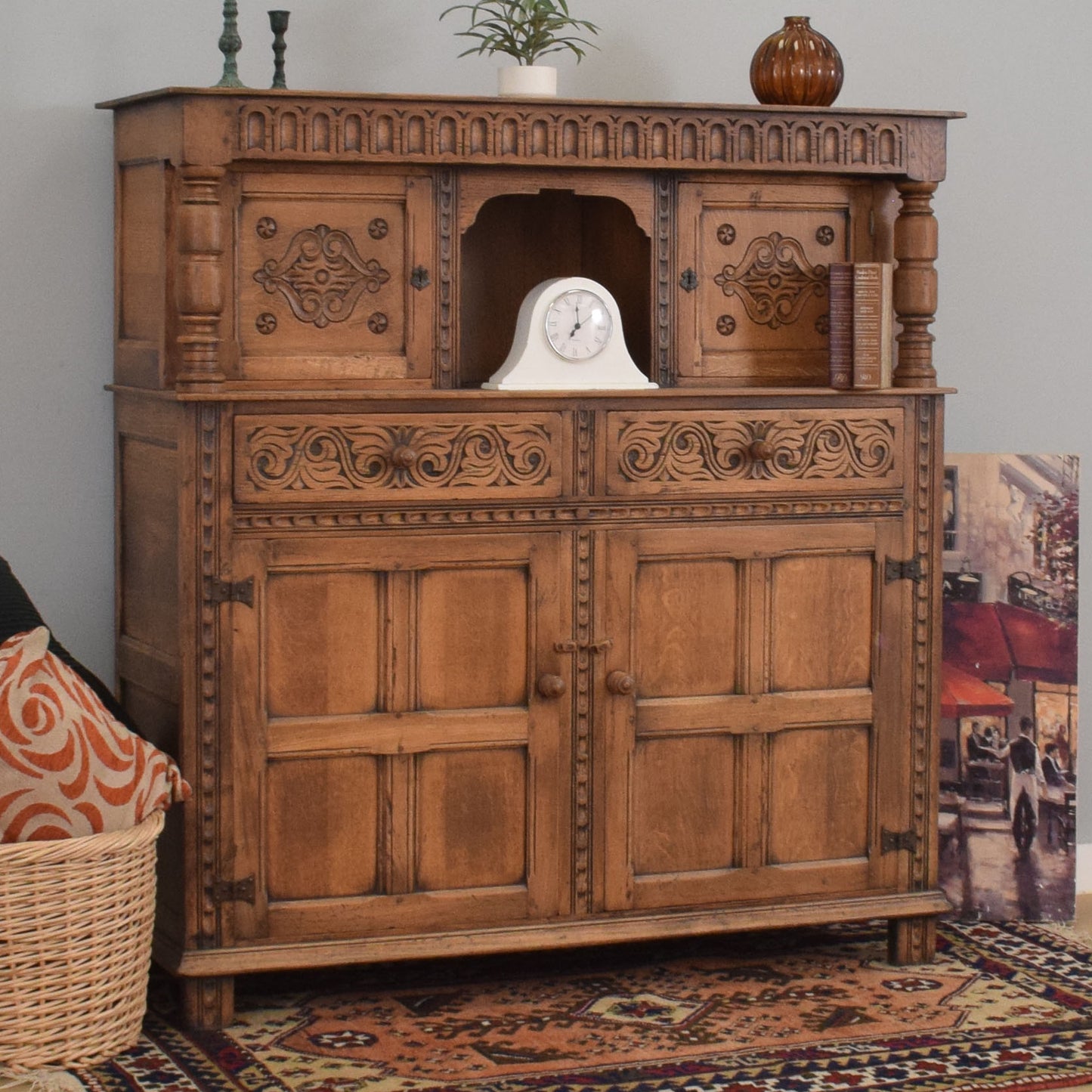 Carved Oak Court Cabinet