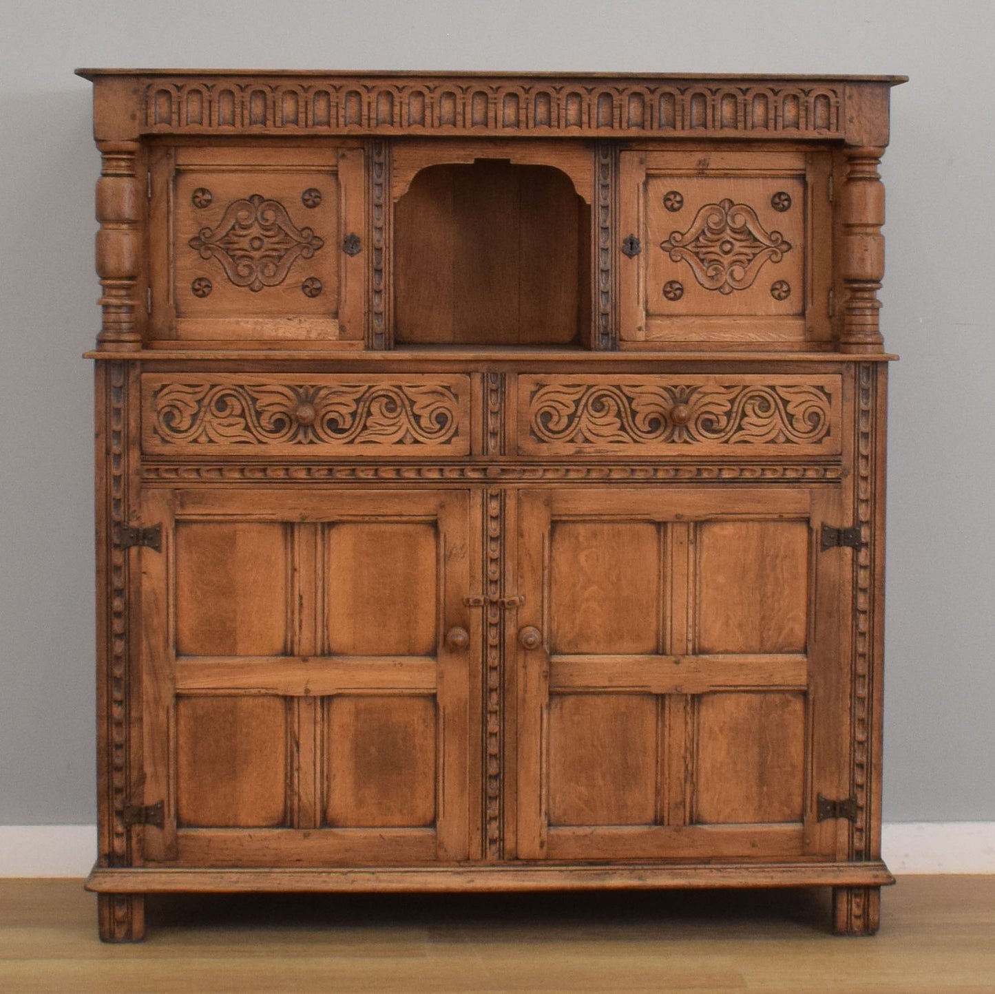Carved Oak Court Cabinet
