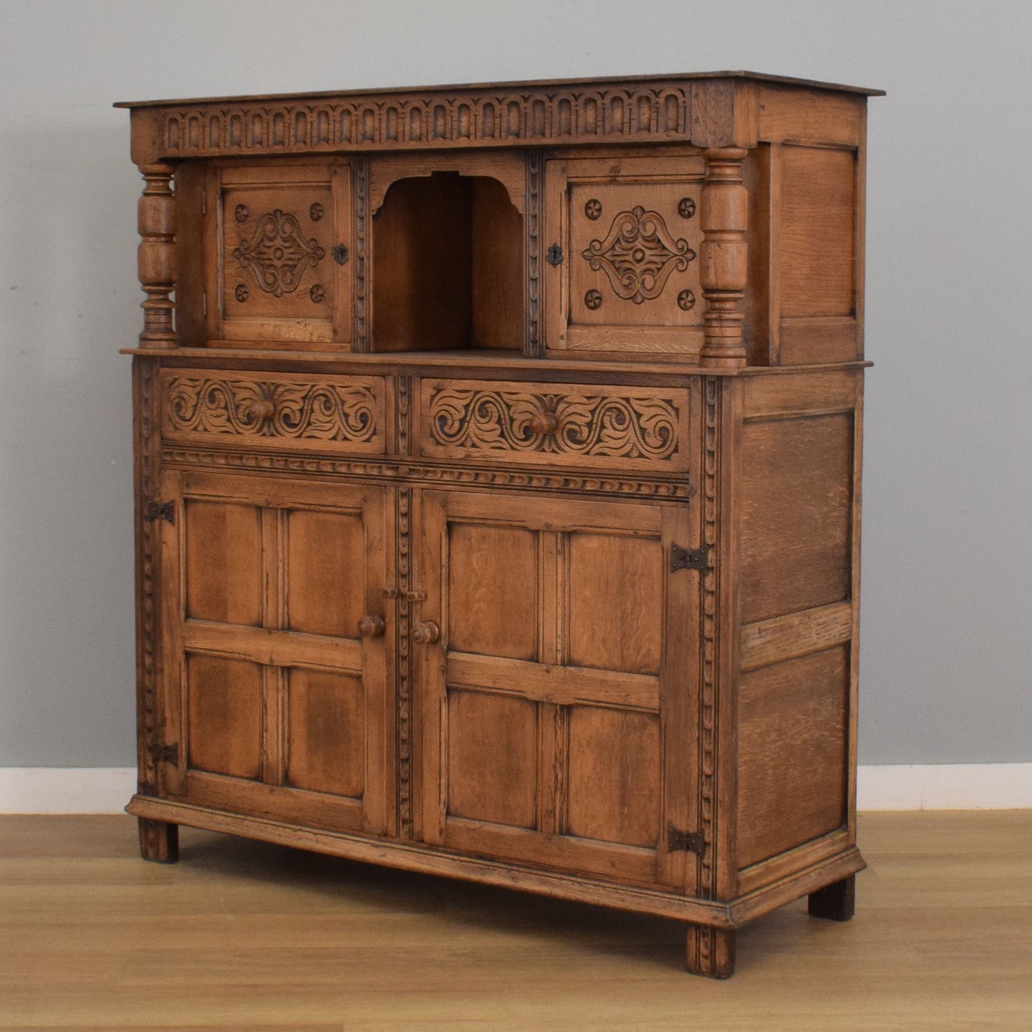 Carved Oak Court Cabinet