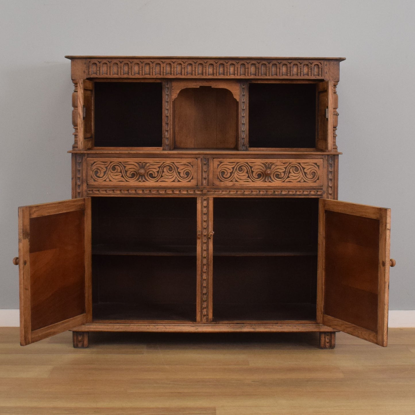 Carved Oak Court Cabinet