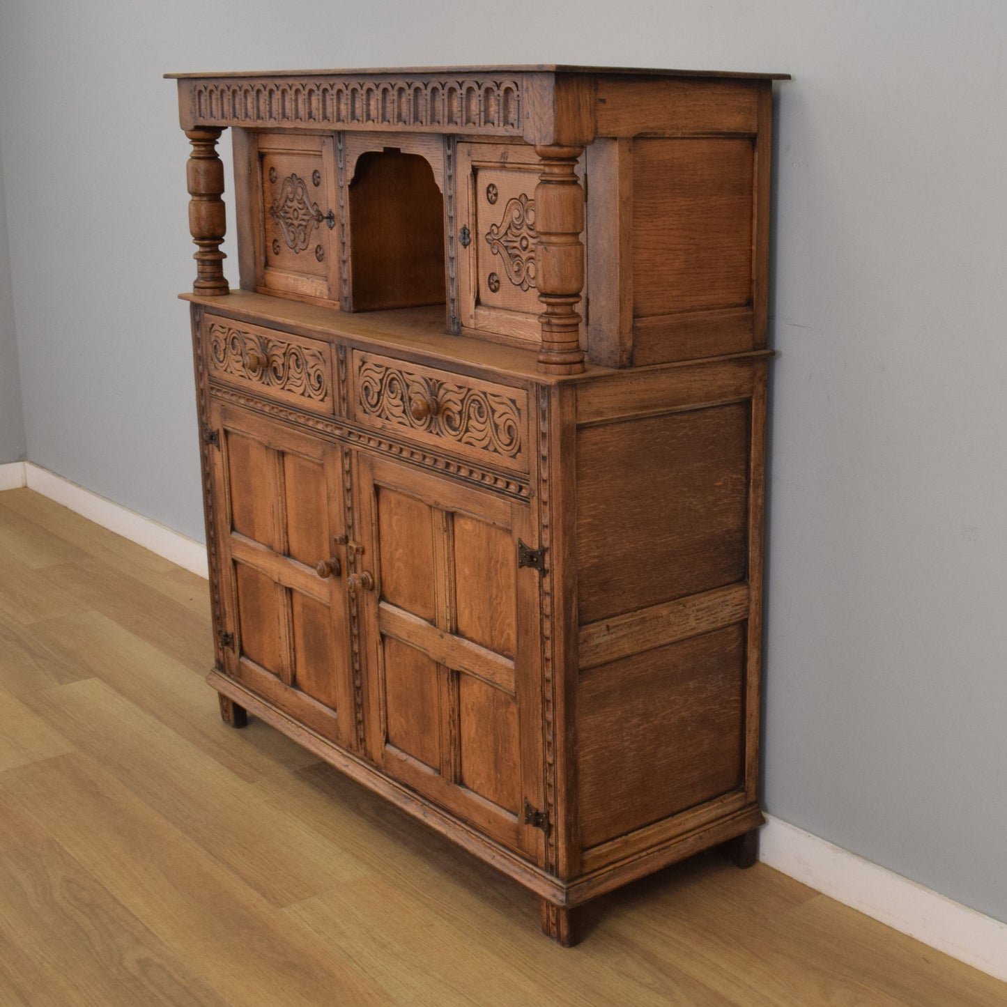Carved Oak Court Cabinet