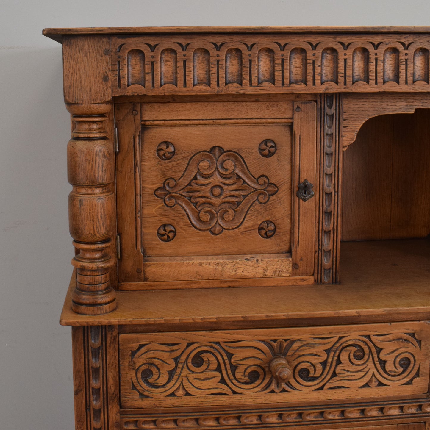 Carved Oak Court Cabinet
