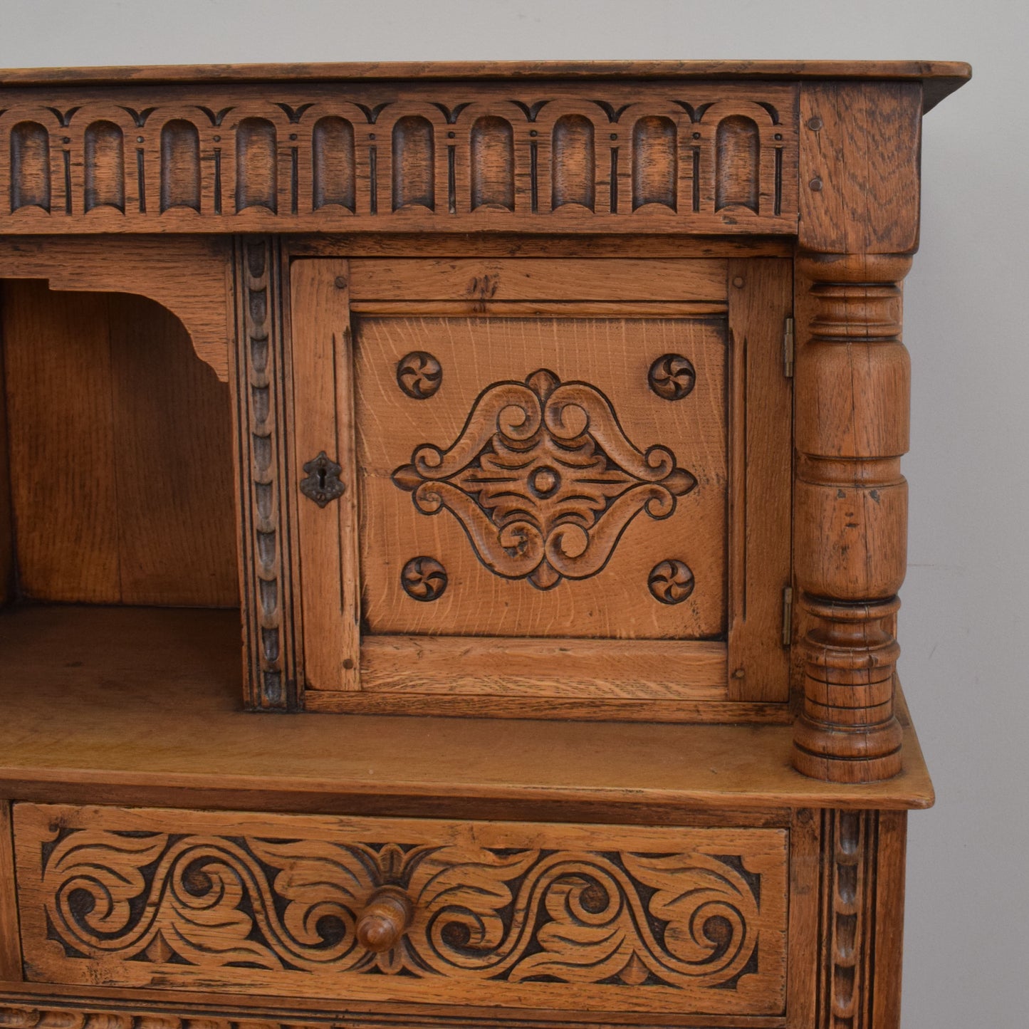 Carved Oak Court Cabinet