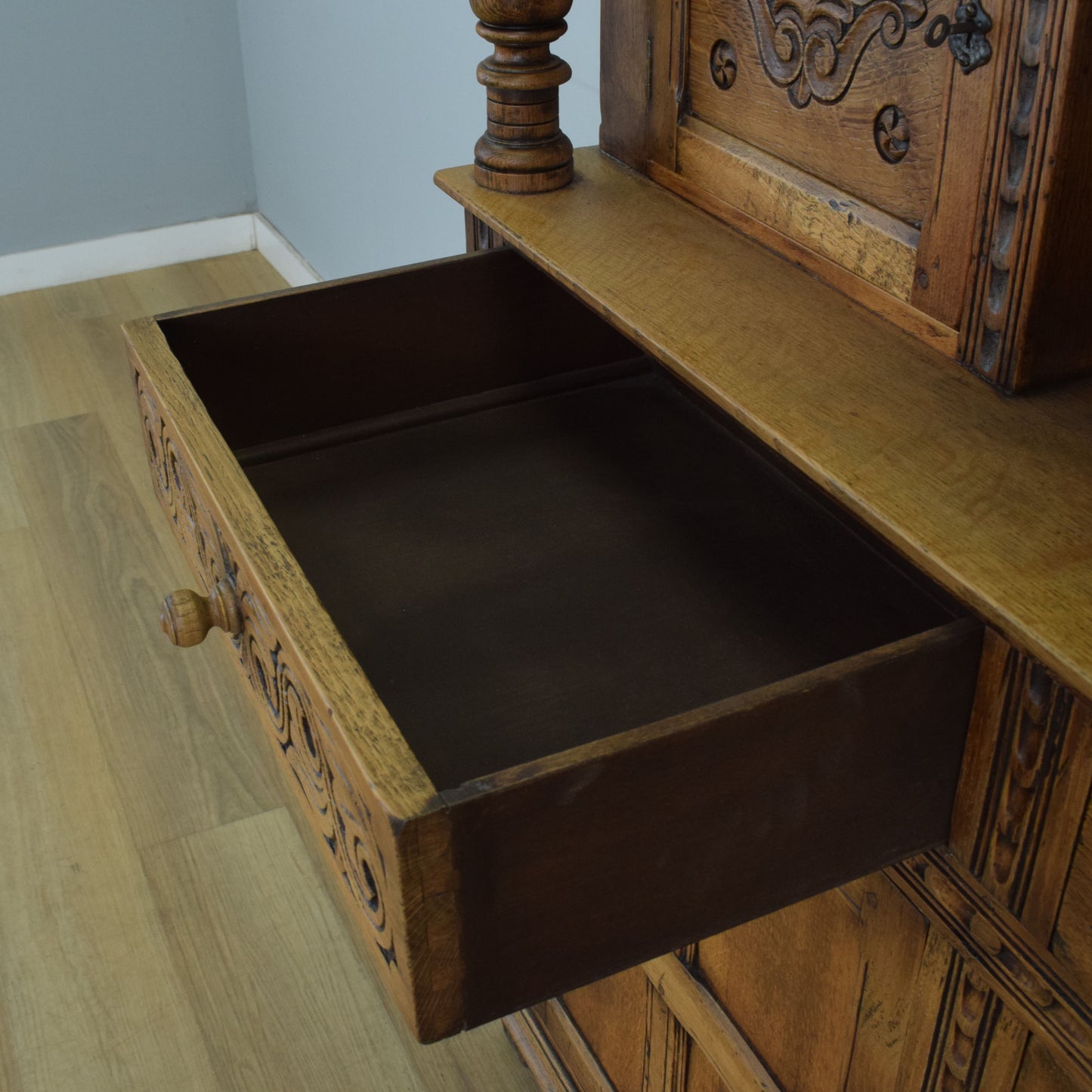 Carved Oak Court Cabinet