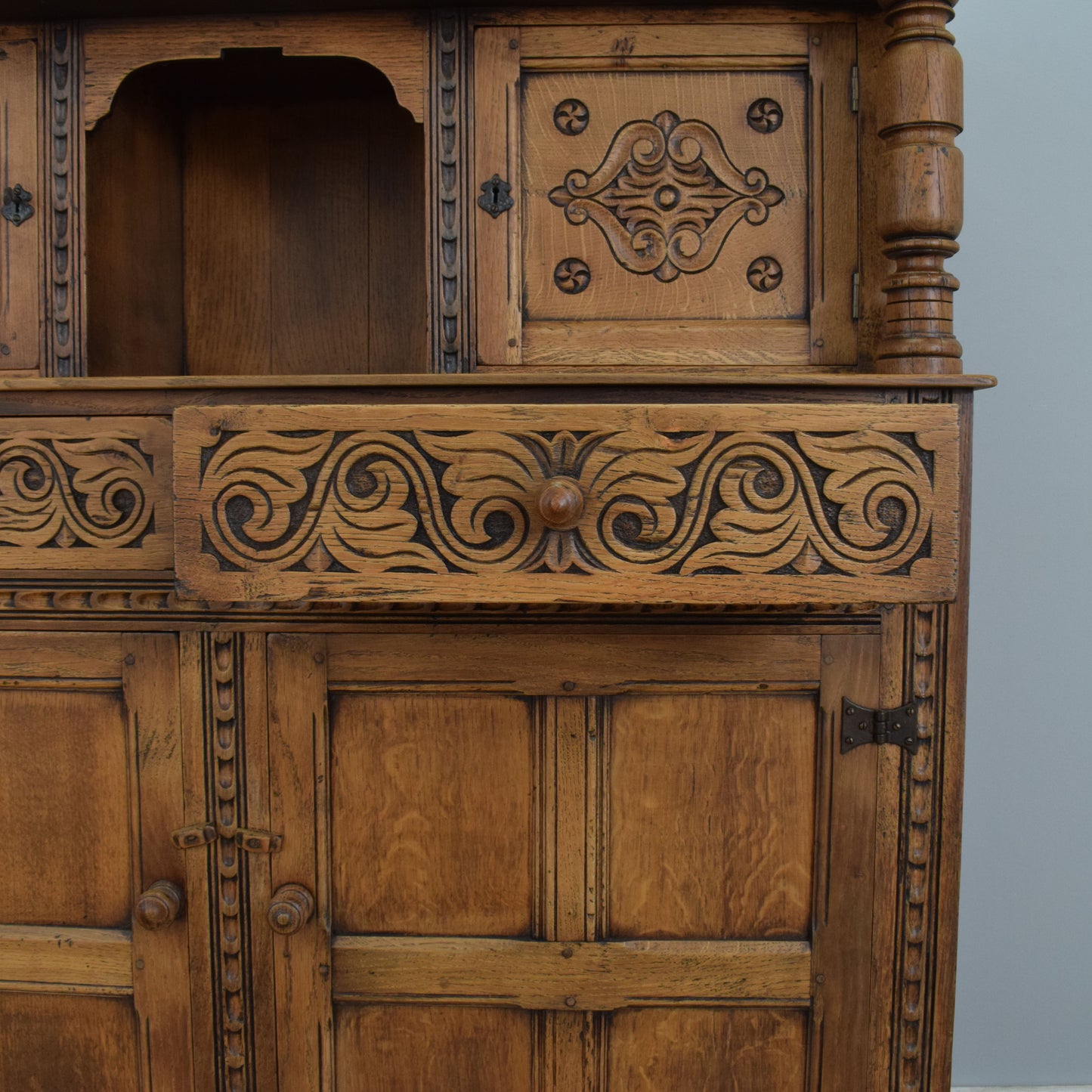 Carved Oak Court Cabinet