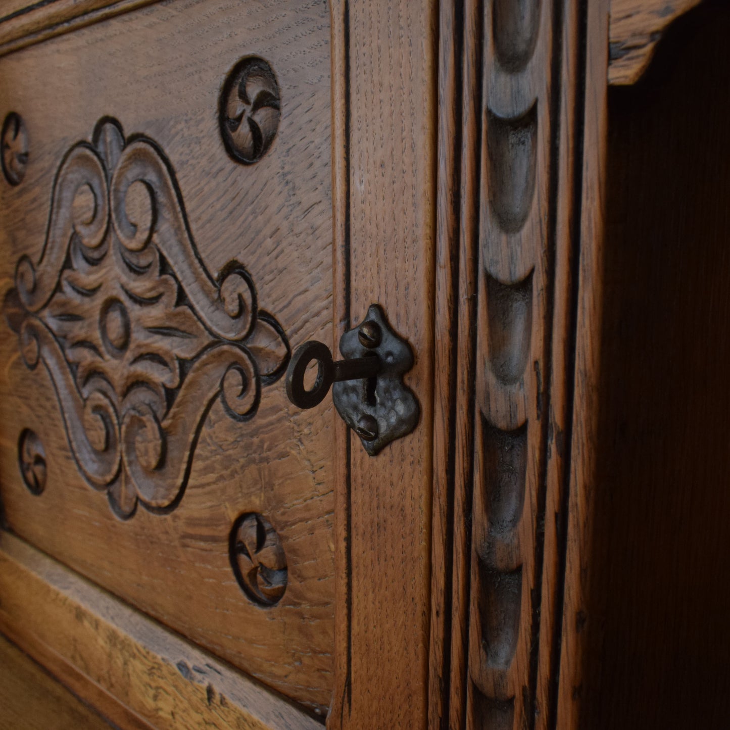 Carved Oak Court Cabinet