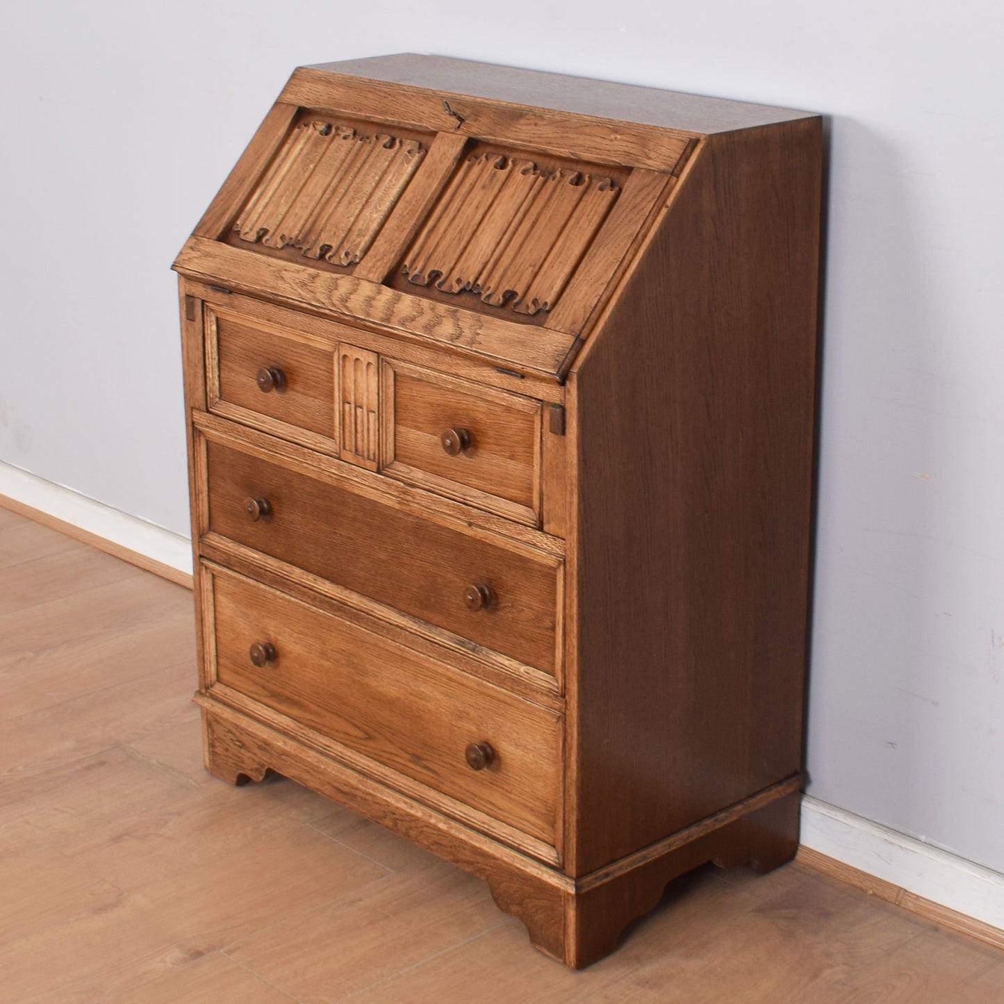 Oak Linenfold Bureau