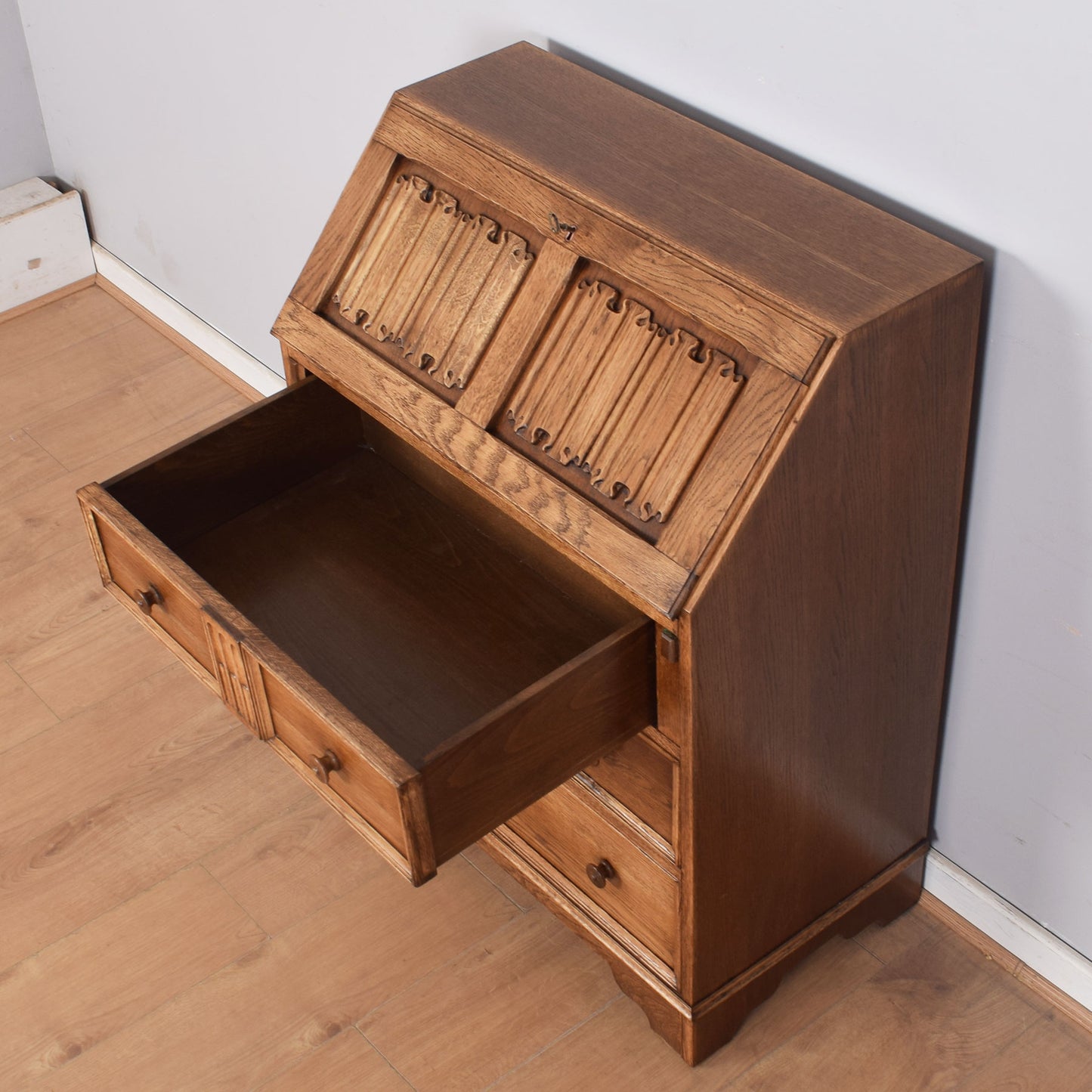 Oak Linenfold Bureau