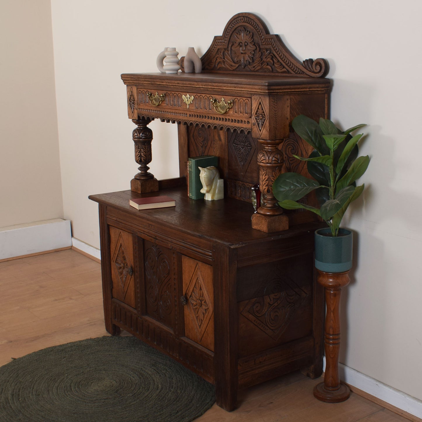 Vintage Carved Oak Dresser