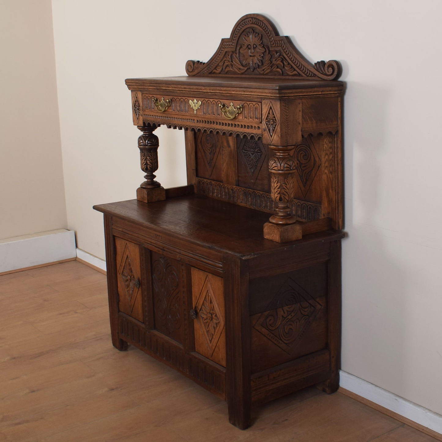 Vintage Carved Oak Dresser