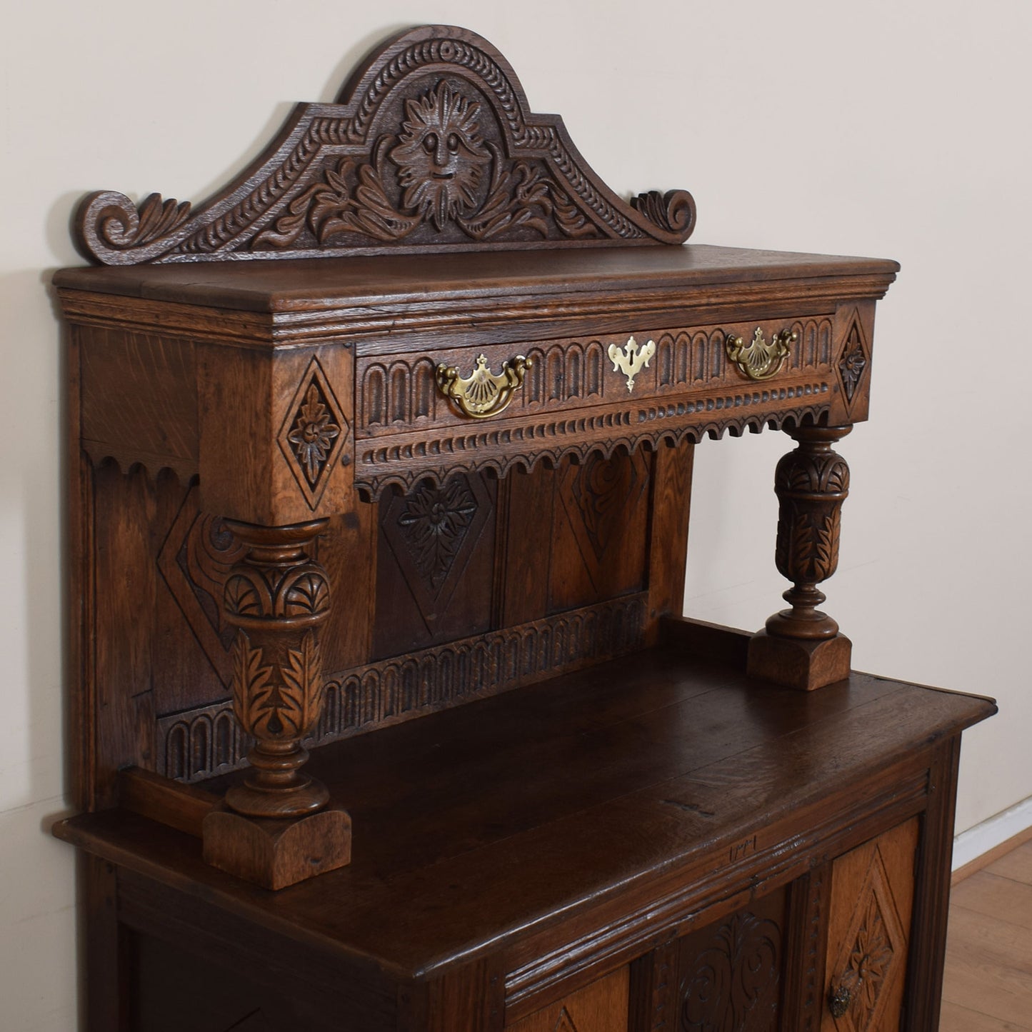 Vintage Carved Oak Dresser