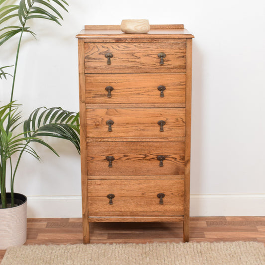 Tall Oak Chest of Drawers