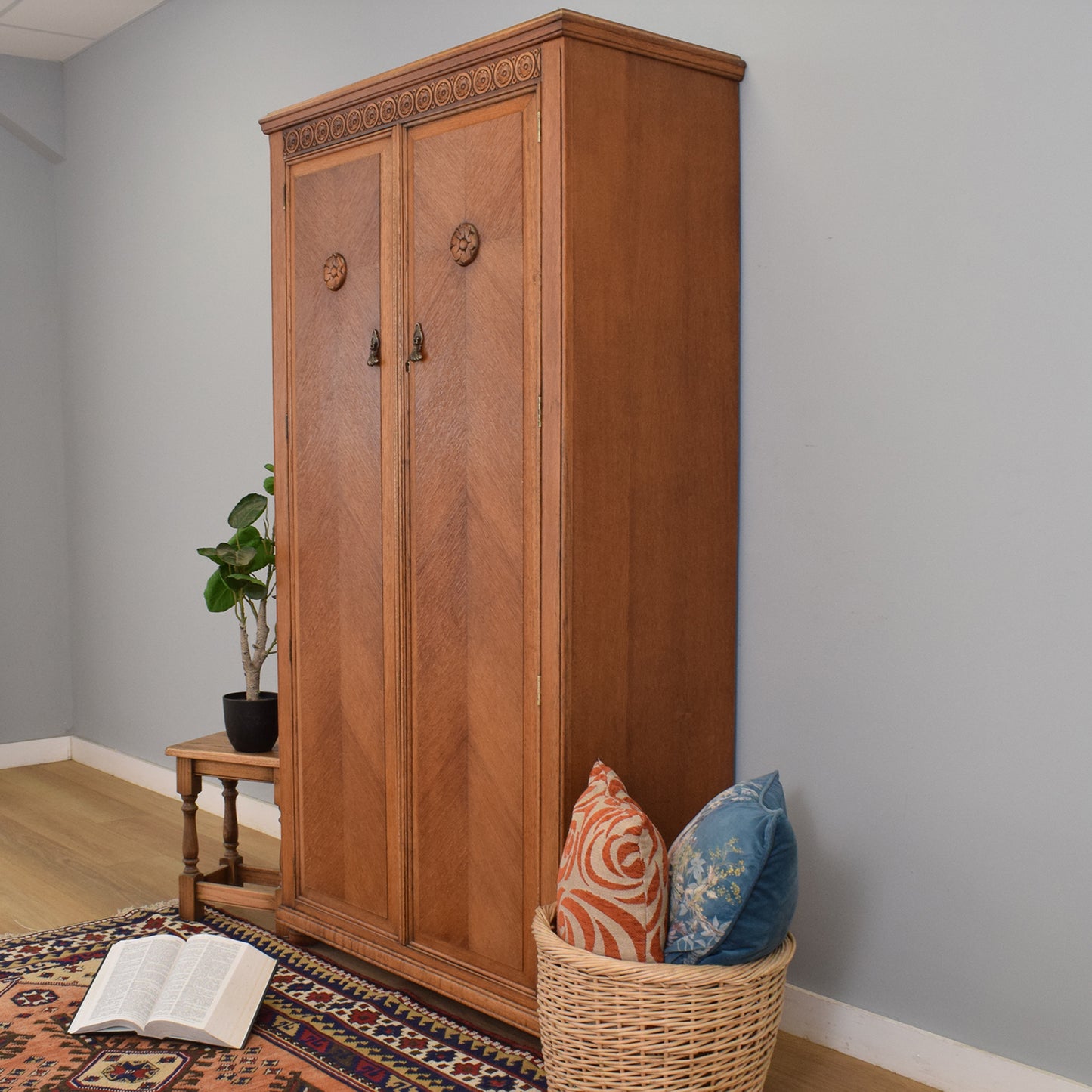 Restored Oak-Veneer Wardrobe