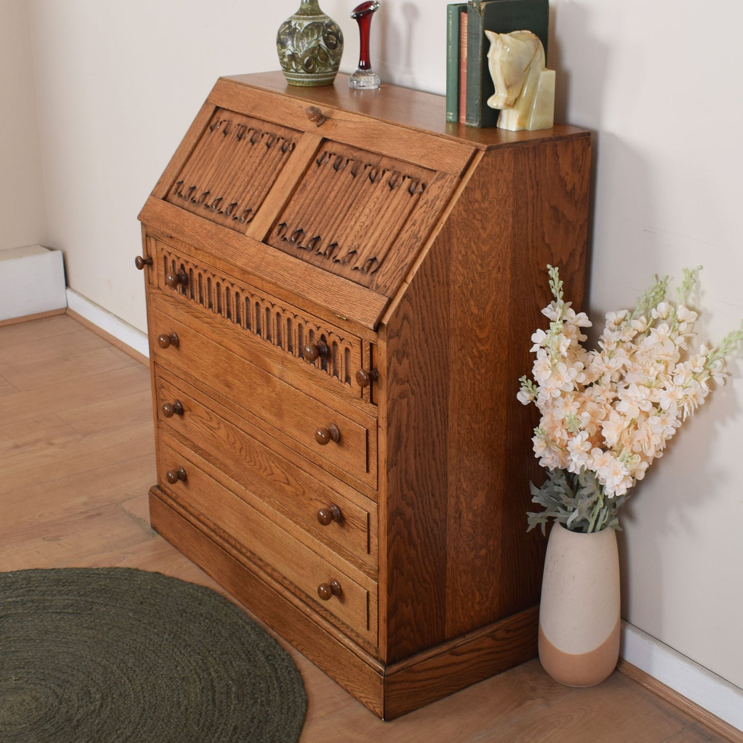 Oak Linenfold Writing Bureau