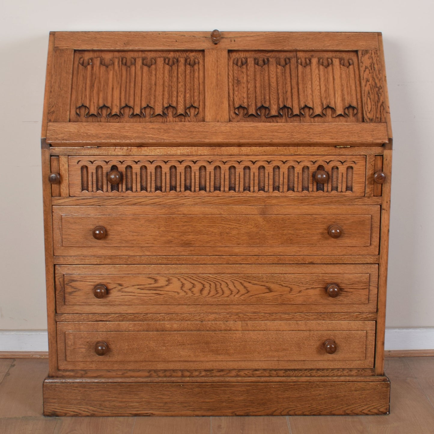 Oak Linenfold Writing Bureau