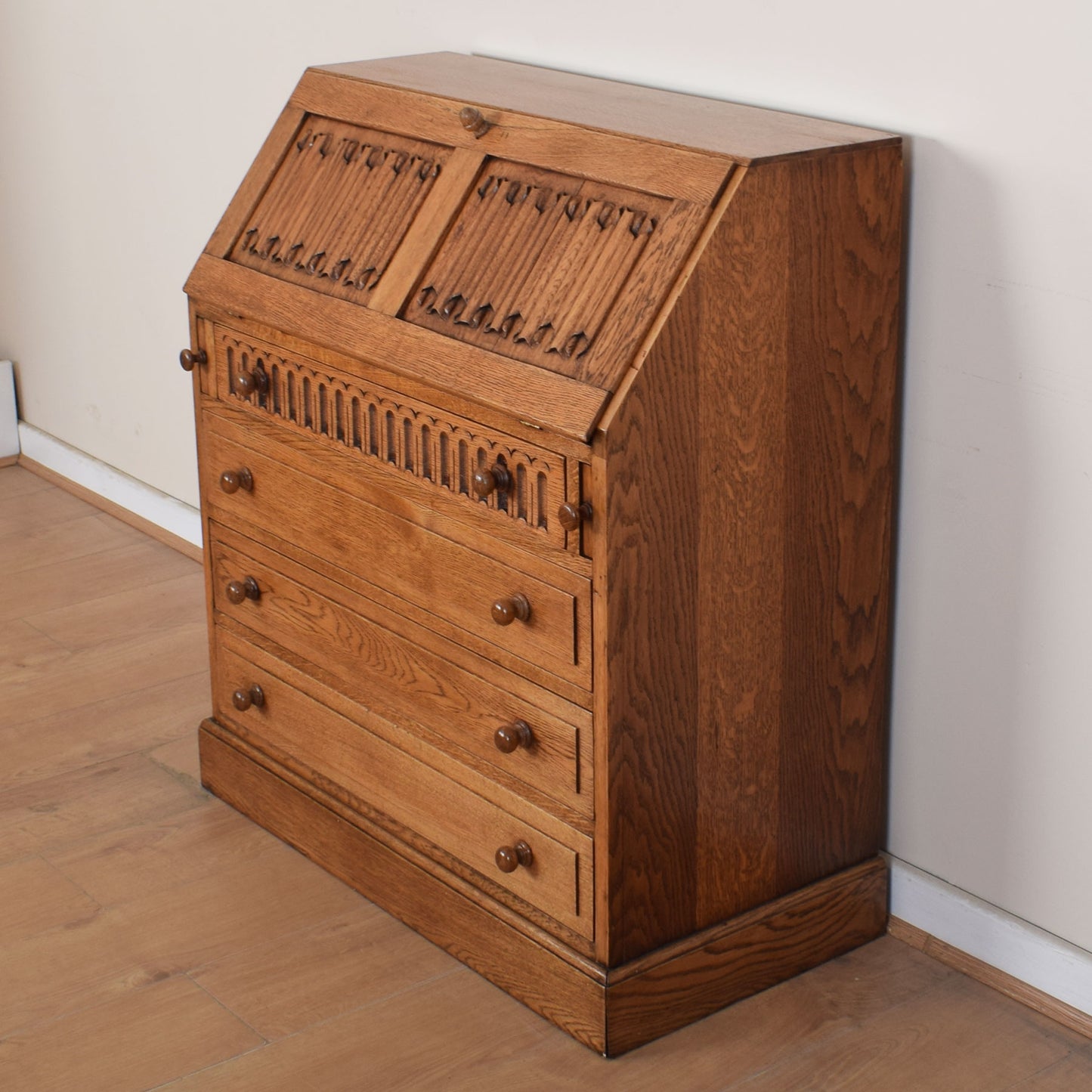 Oak Linenfold Writing Bureau