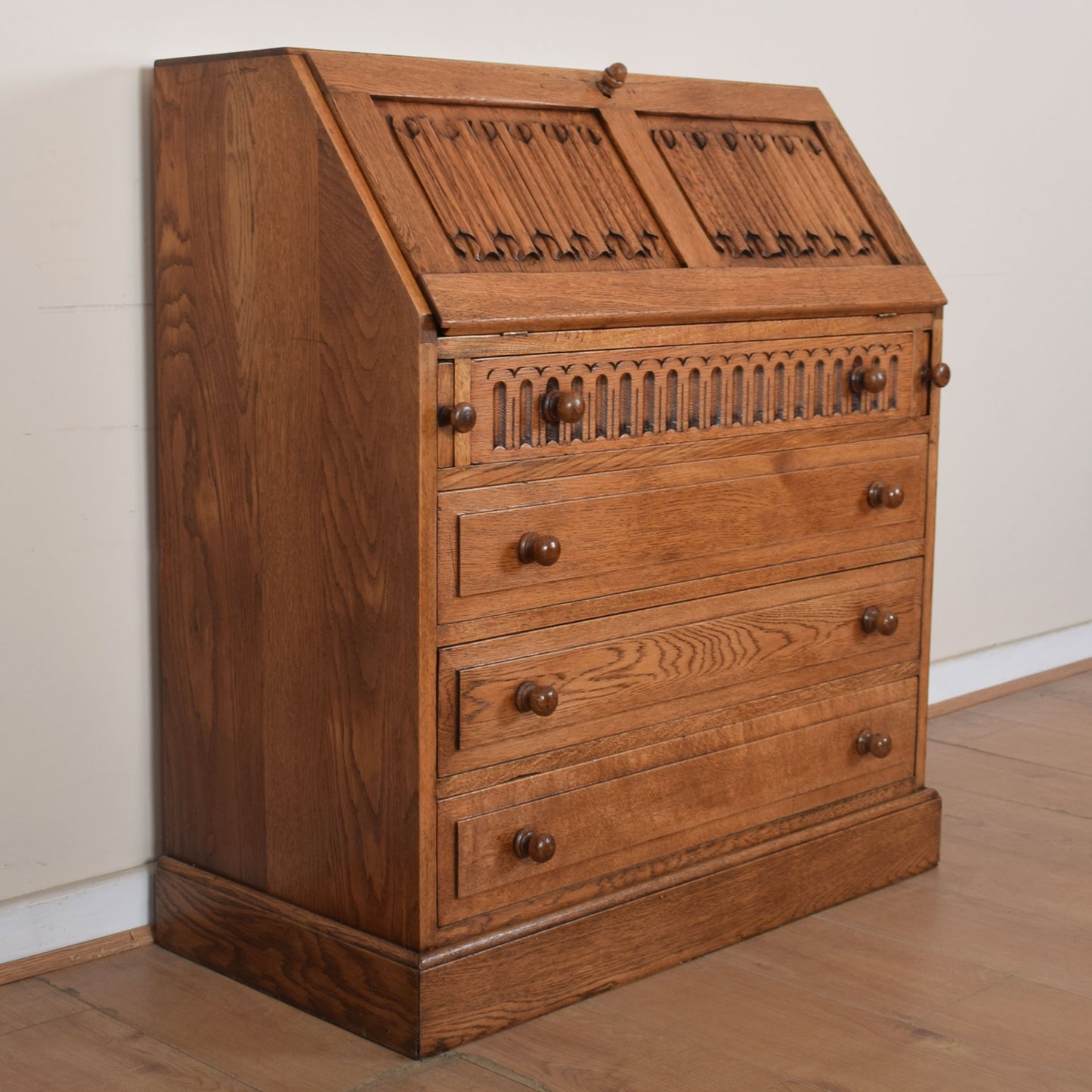 Oak Linenfold Writing Bureau