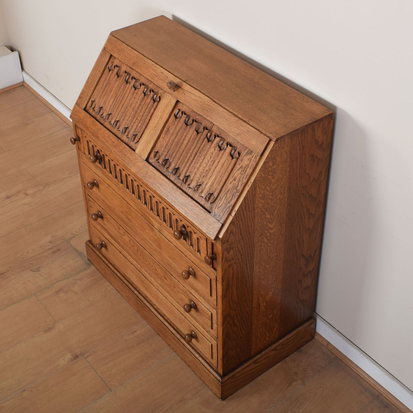 Oak Linenfold Writing Bureau