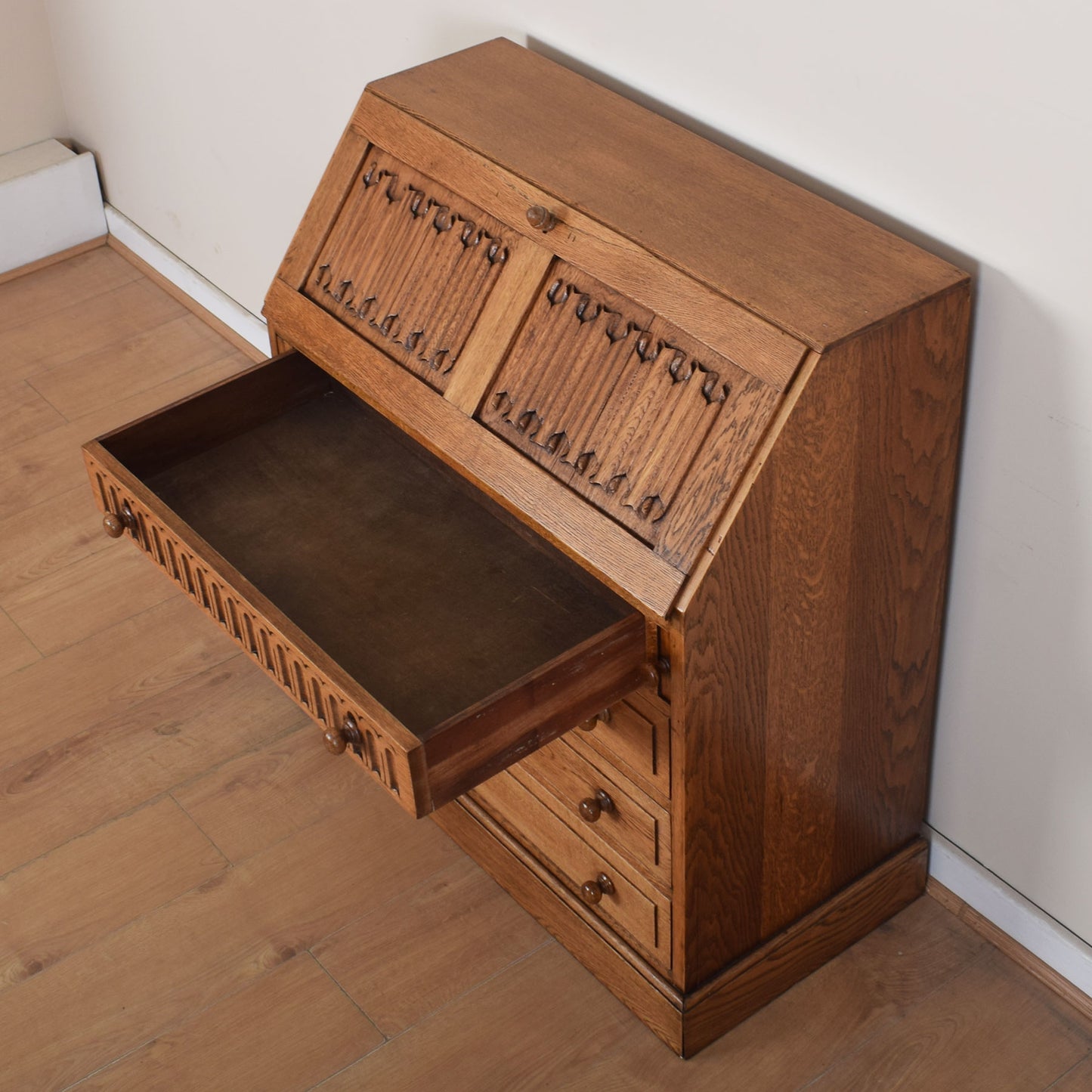 Oak Linenfold Writing Bureau