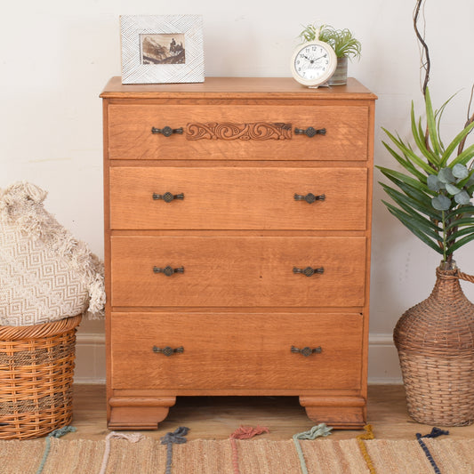 Oak Veneer Chest Of Drawers