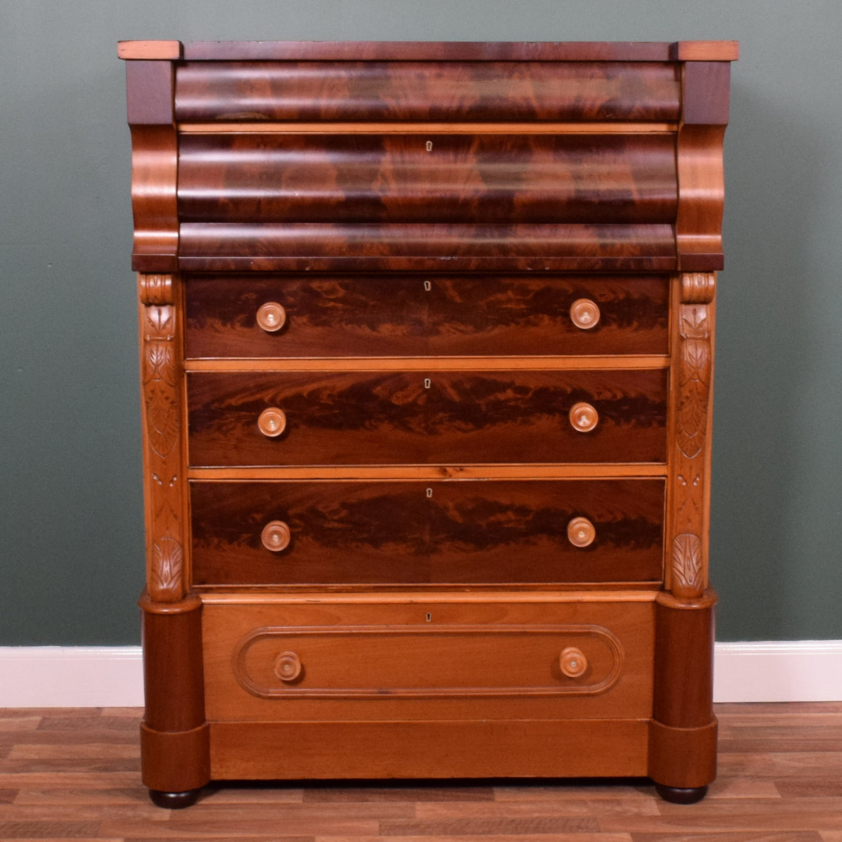 Flamed Mahogany Scotch Chest Of Drawers