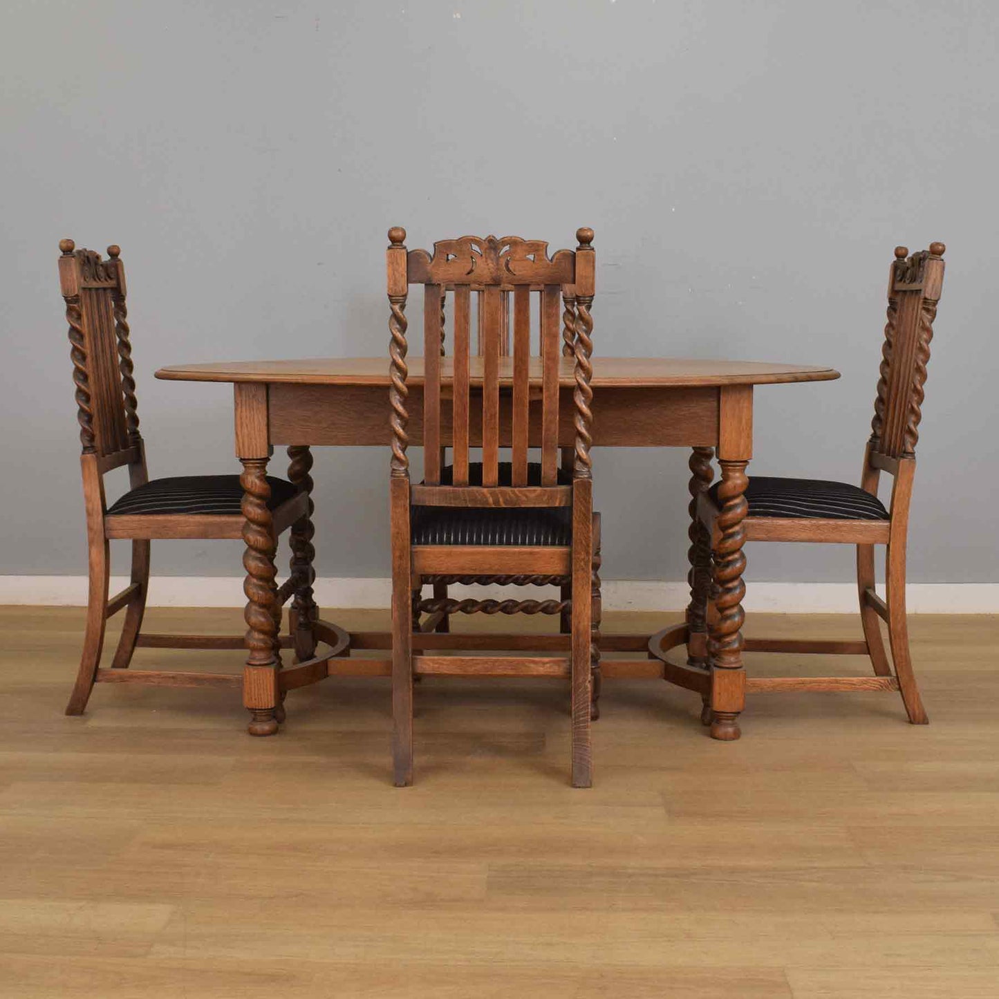 Barley-Twist Dining Table and Four Chairs