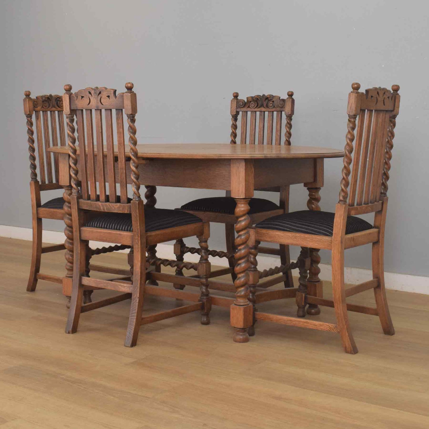 Barley-Twist Dining Table and Four Chairs